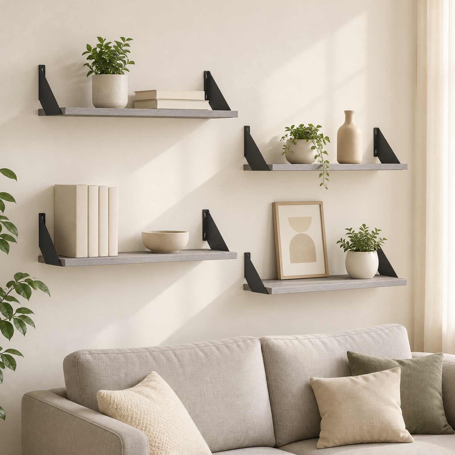 vidaXL Wandplanken - 4 - st - Grijs - Sonoma - 80 - x - 20 - x - 17 cm Grijs Sonoma