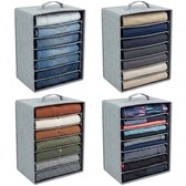 Janse® Kleding organizer set van 4 - Opbergdozen jeans - Kast organizer opstapelbaar - Broek organizer met 7 vakken - Kleding opbergsysteem - Kleding opberger - Stoffen opbergset voor spijkerbroeken - Opvouwbare opbergmand - Opslagboxen t-shirts