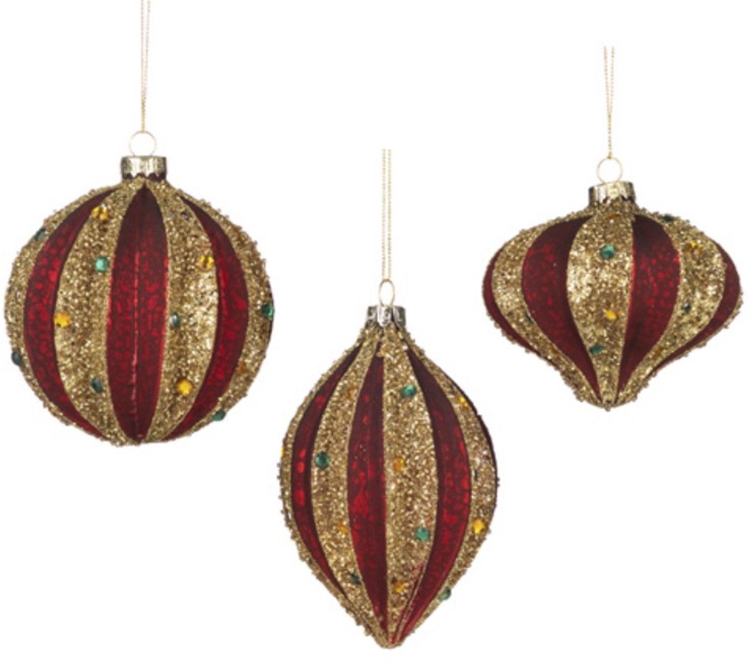 Goodwill Set van 3 glazen kersthangers - Goodwill - rood / goud
