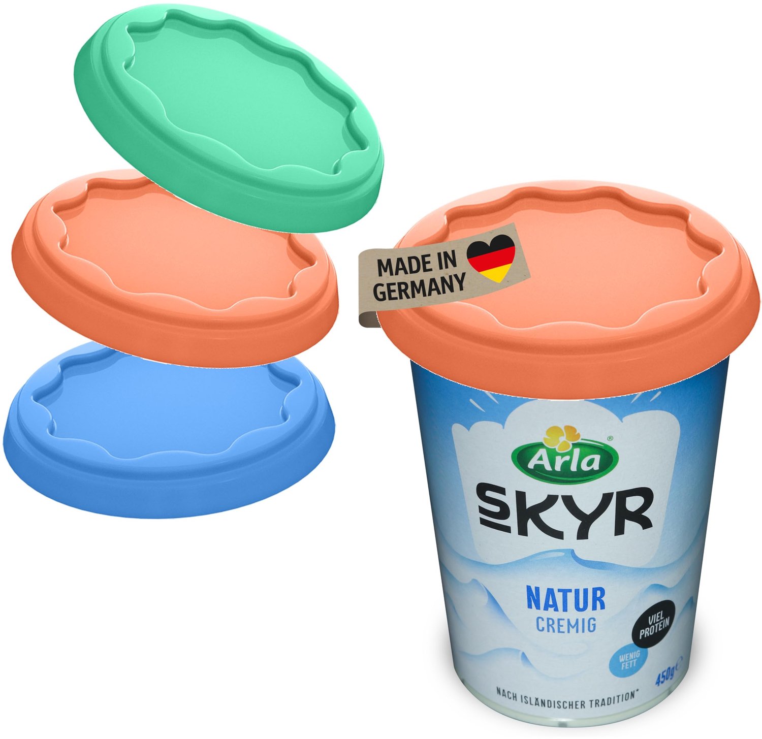 Herbruikbare Verse Lids Set van 3 - Flexibele Deksel voor Yoghurtbekers