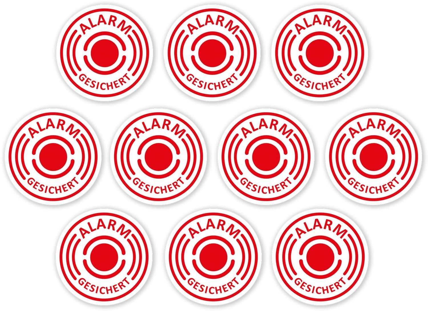 Set van 10 Alarmbeveiligingsstickers, Ø 2 cm voor Ramen en Deuren