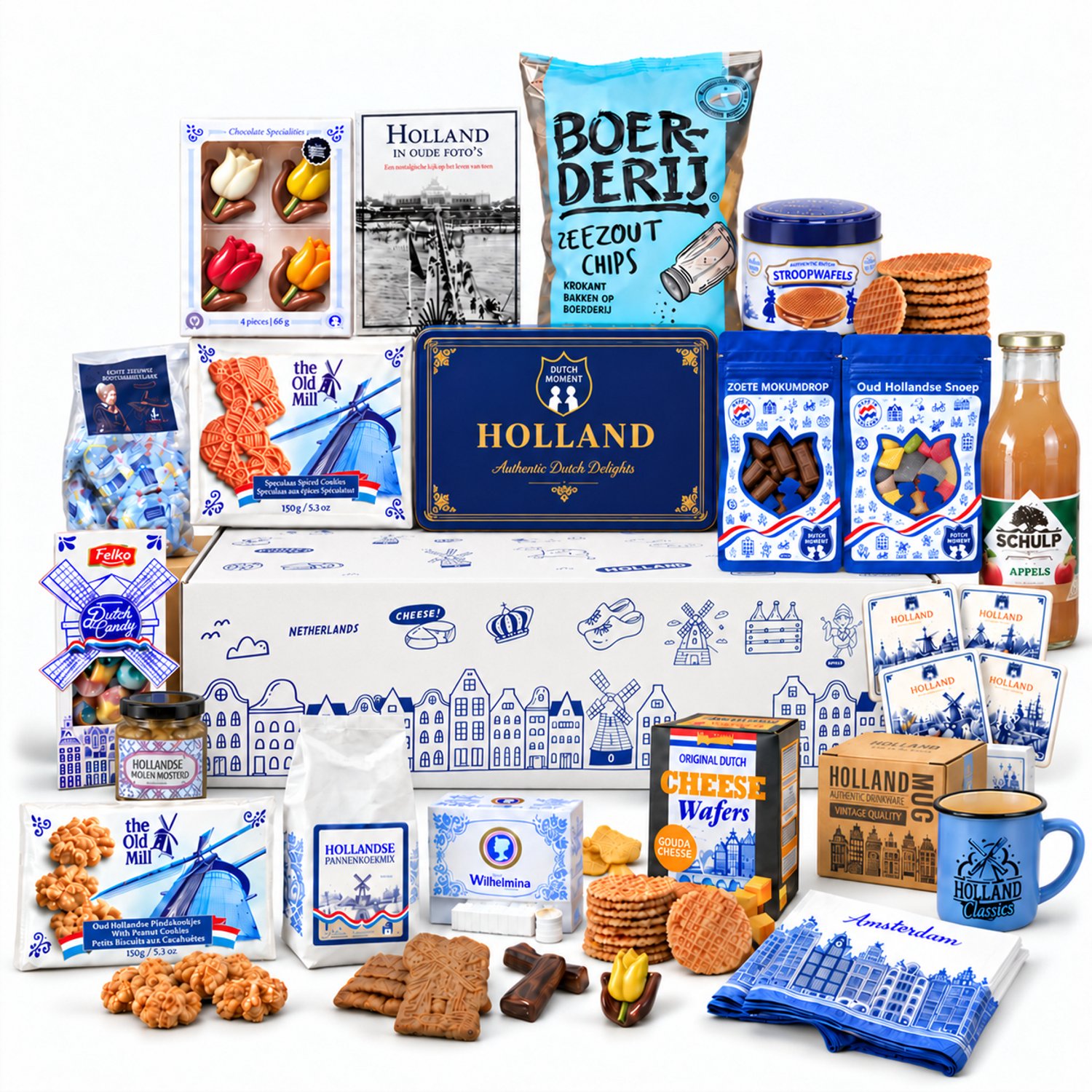 Dutch Moment DeLuxe Kerstpakket - Hollands Cadeaupakket - Hollandse Lekkernijen