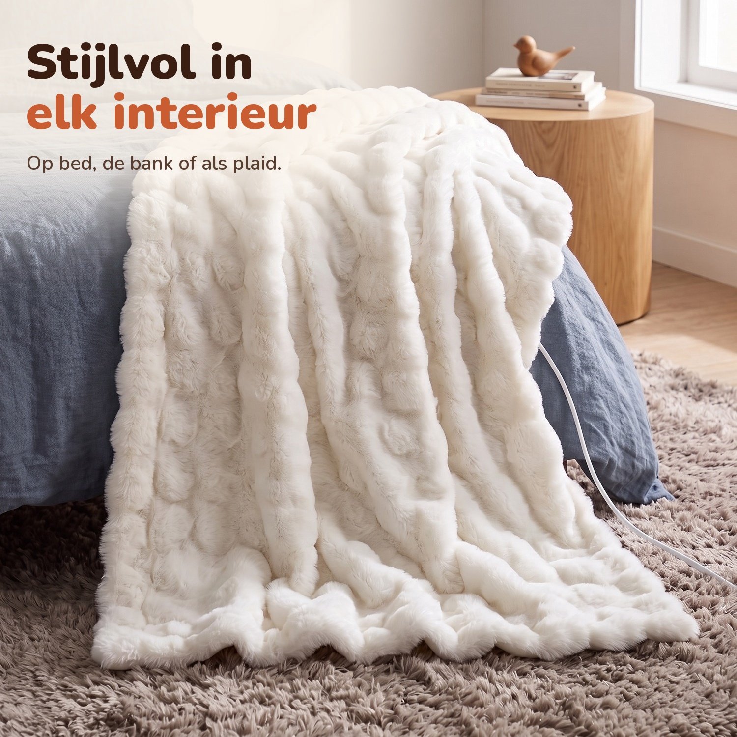 Lopoleis Elektrische Deken – XXL 180x150 cm – 6 Warmtestanden – Verwarmingsdeken – Bovendeken & Warmtedeken – Omslagdeken & Knuffeldeken – Bubbel Faux Fur – Wit – foto 8