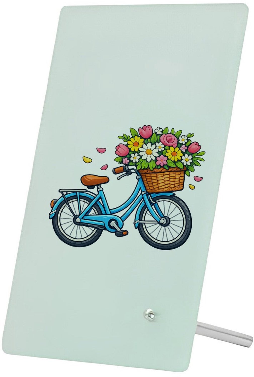 Mr Cadeautjes Glasframe 11 x 16 - design Vintage fiets met bloemenmand | cadeau Wit
