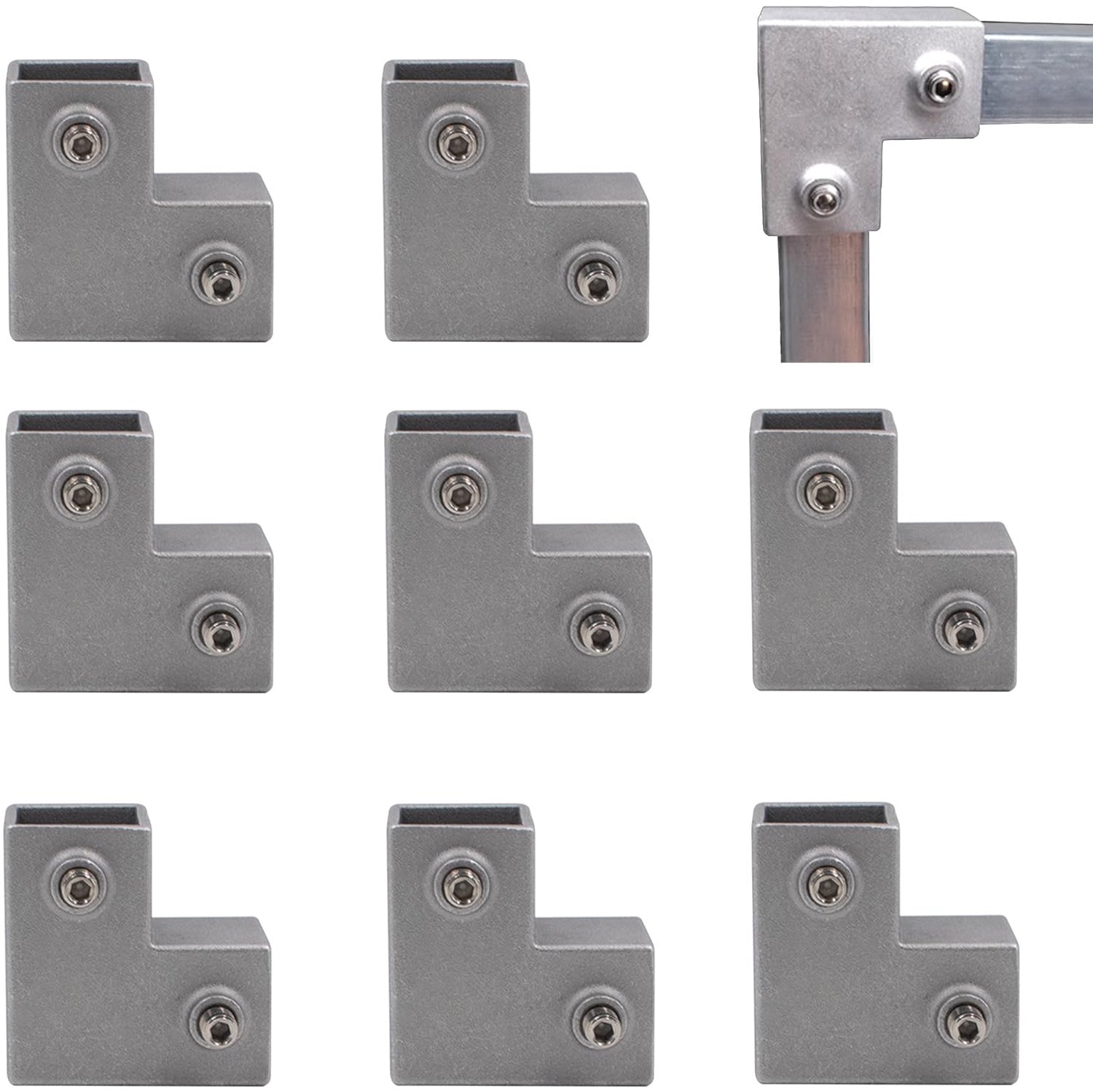 8 Stuks L-vormige Verbinder voor Vierkante Buizen, 2-Weg 90°