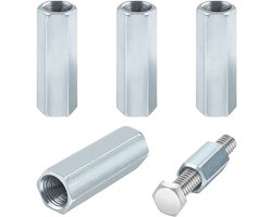 Set van 4 lange hexagonale moeren - M8, roestvrij staal