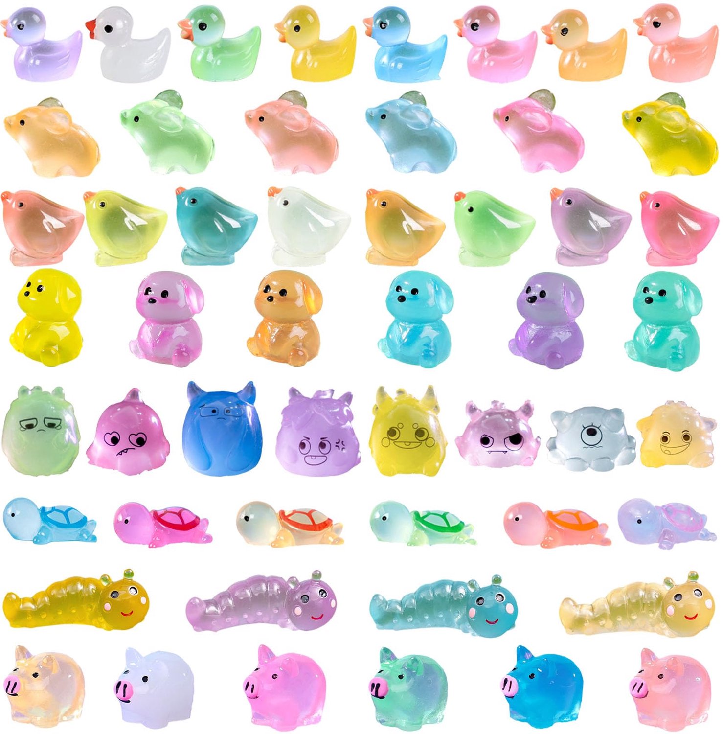 Mini-Dieren 52 Stuks - Lichtgevende Kunsthars Figuren - Miniatuur Dieren - Decoratie Ornamenten - Veiligheidswaarschuwing - Meerkleurig - Miniatuurfiguren