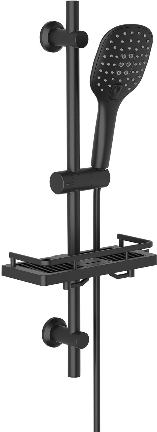 Zwarte Douche Rail met Handdouche en Plank