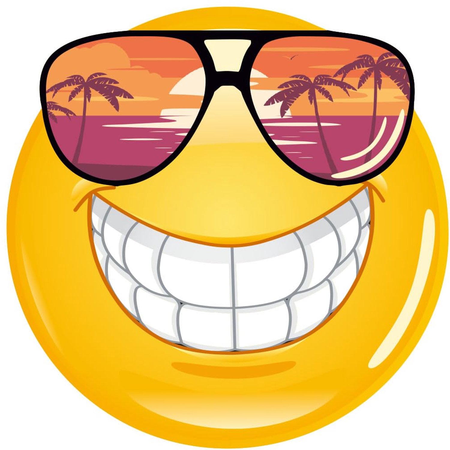Smile Sticker met Zonnebril - 10 cm - Weerbestendig en Zelfklevend