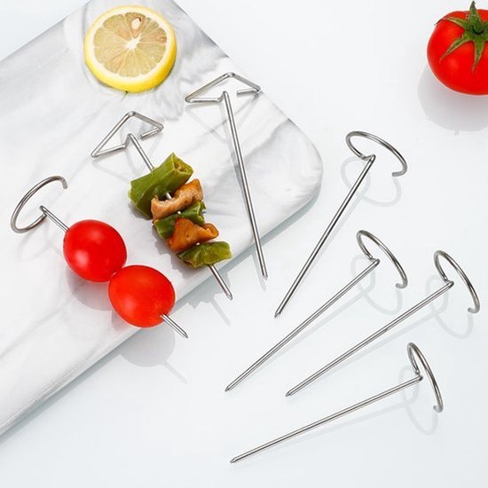 Verticale Grillspiesen - Kebab- en vleesspiesen - Voor airfryen en grillen - Roestvrij staal - 20 Stuks - Zilverkleurig — afbeelding 2