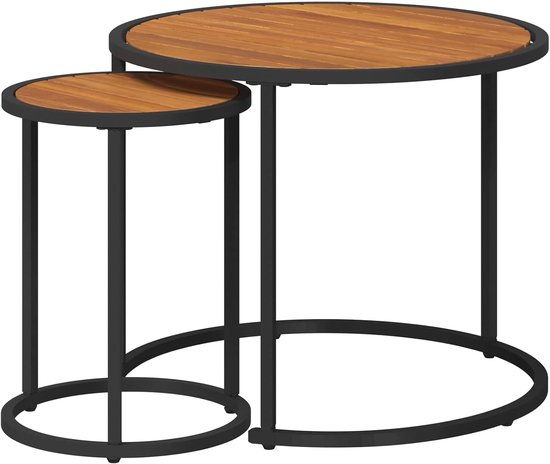 Set van 2 nesting staal natuurlijk zwart 55x55x45 cm — afbeelding 2