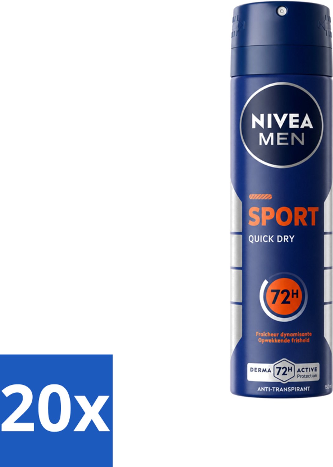 20 x Nivea - Men - Sport - Anti-Transpirant - Deodorant Spray - 150 ml - Voordeelverpakking - 20 stuks