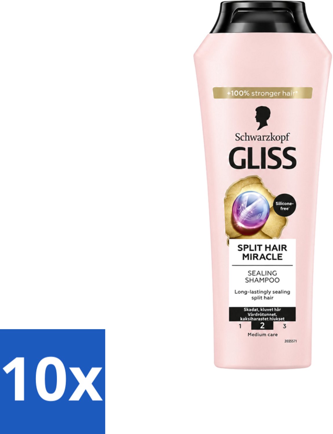 10 x Gliss-Kur - Shampoo - Split Hair Miracle - Herstelt Gespleten Haarpunten - 400 ml - Voordeelverpakking - 10 stuks