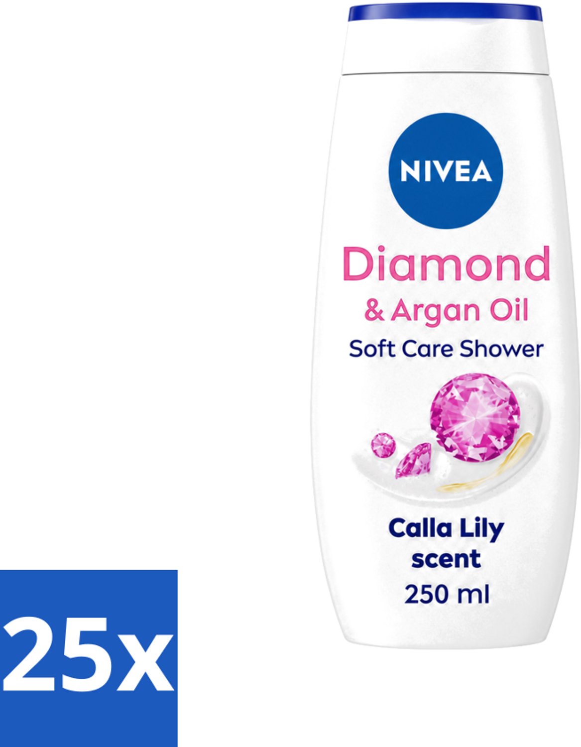 25 x Nivea - Diamond Touch Douchegel - Sensuele Leliegeur - 250 ml - Voordeelverpakking - 25 stuks