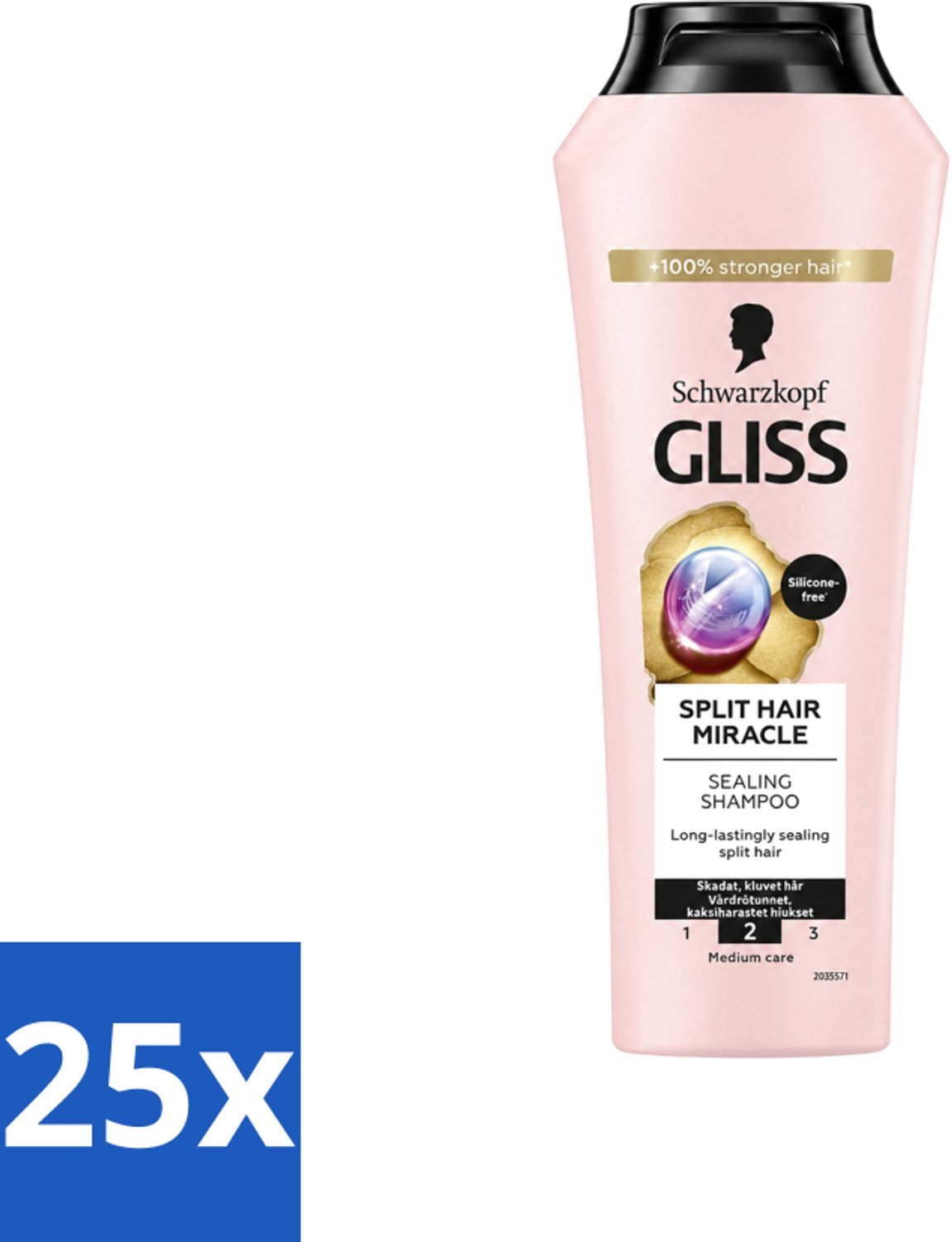 25 x Gliss-Kur - Shampoo - Split Hair Miracle - Herstelt Gespleten Haarpunten - 400 ml - Voordeelverpakking - 25 stuks
