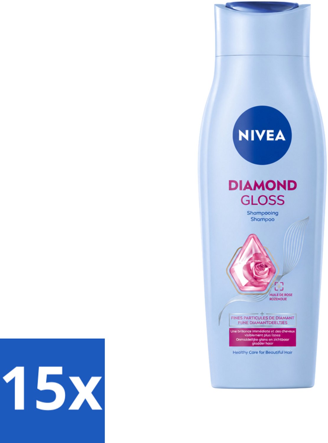 15 x Nivea - Shampoo - Diamond Gloss - 250 ml - Voordeelverpakking - 15 stuks