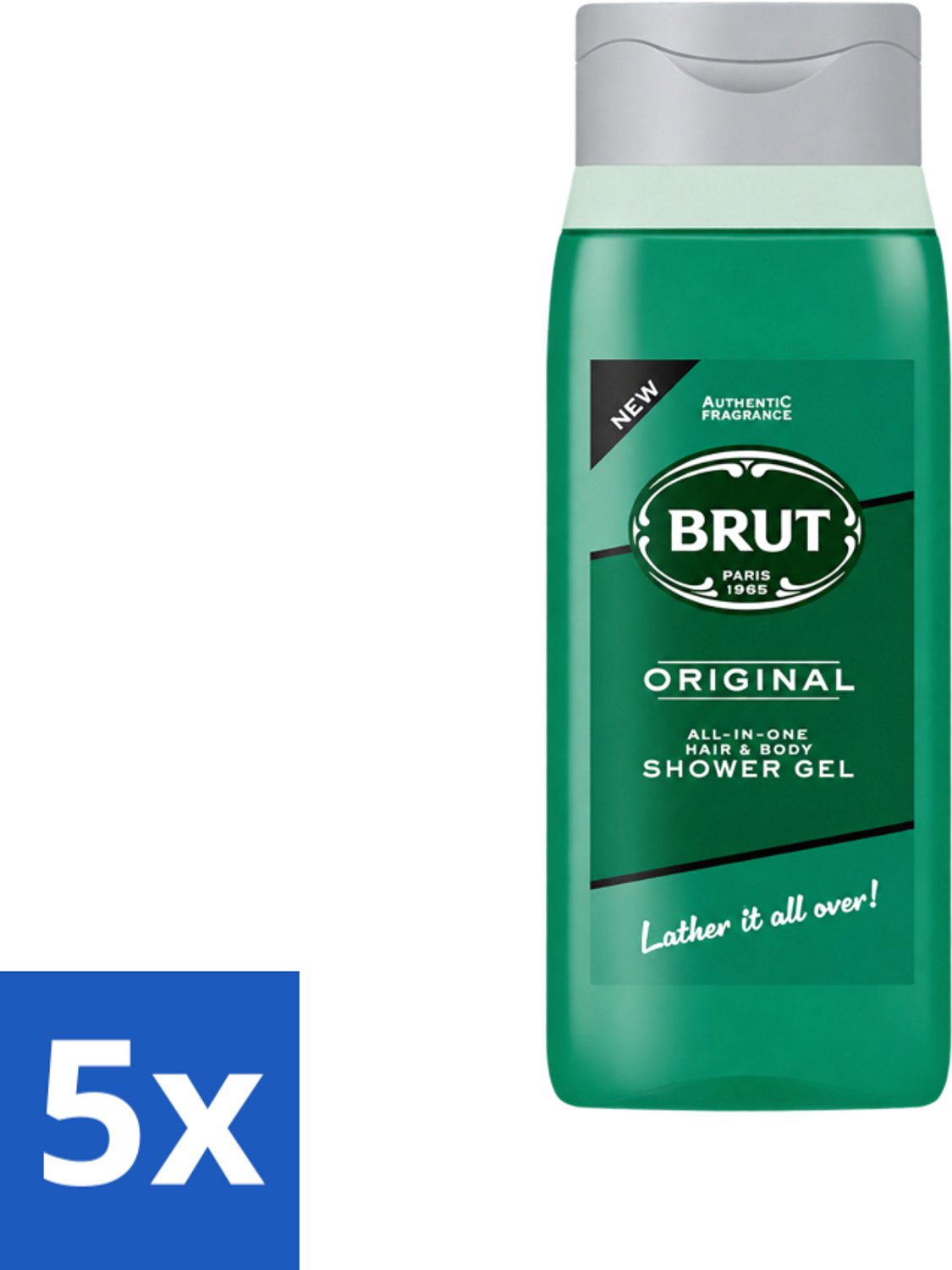 5 x Brut - Douchemiddel - All in One Haar en Body - Original - Verzorgend & Verfrissend - 500ml - Voordeelverpakking - 5 stuks