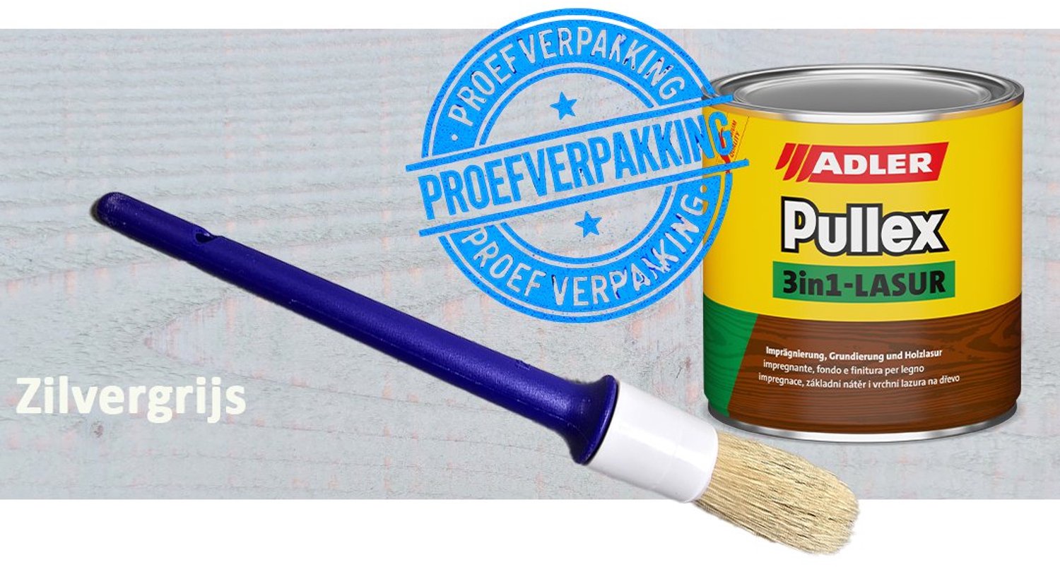 ADLER Pullex 3in1-Lazuur – 3-in-1 Buitenbeits voor Hout – Grondlaag, Tussenlaag en Eindlaag in één – Zilvergrijs – 100 ml