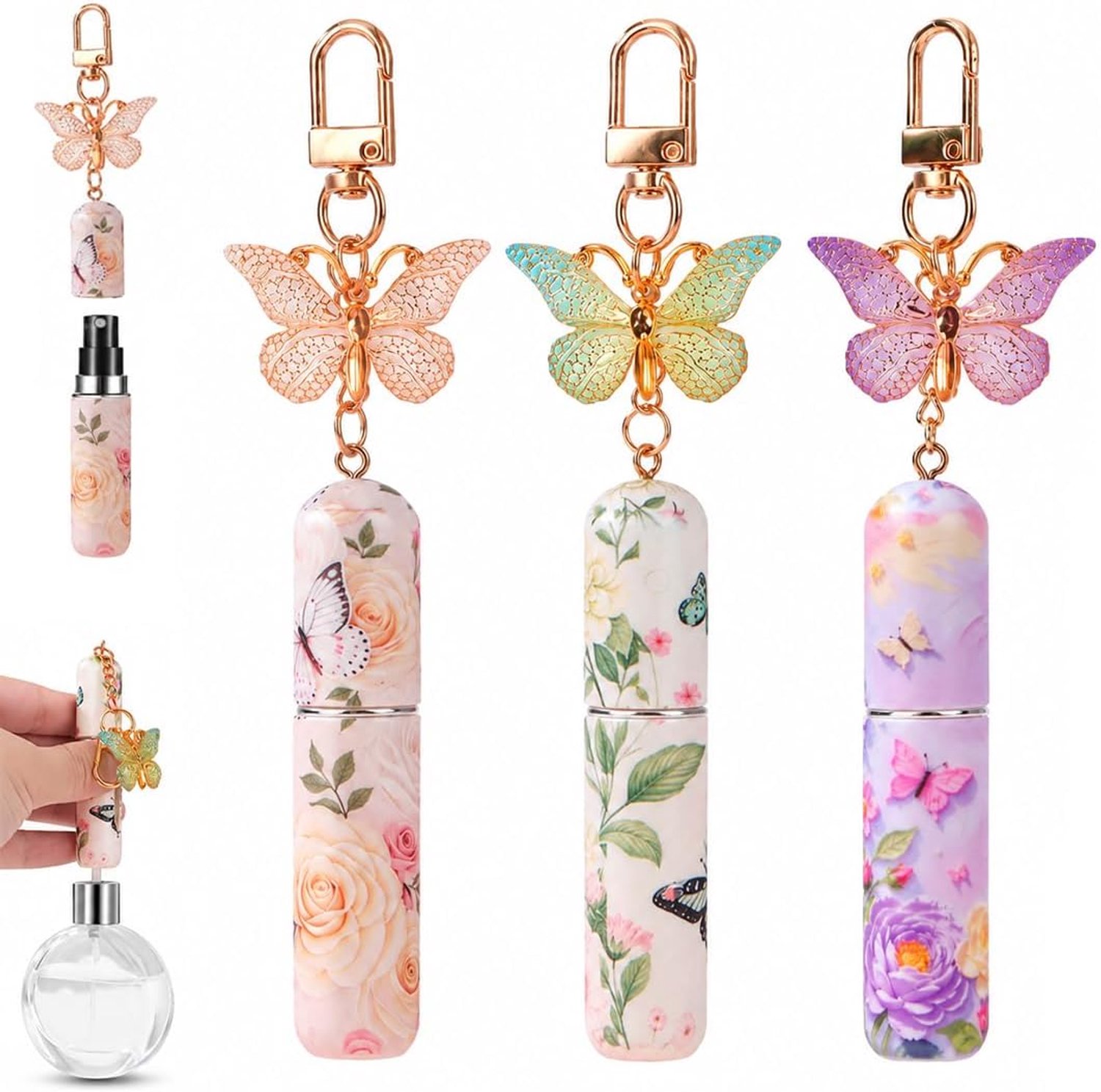 3 stuks parfumverstuiver, navulbaar, 5 ml, met kijkvenster en hanger, reiszakspuitfles, 3 stuks