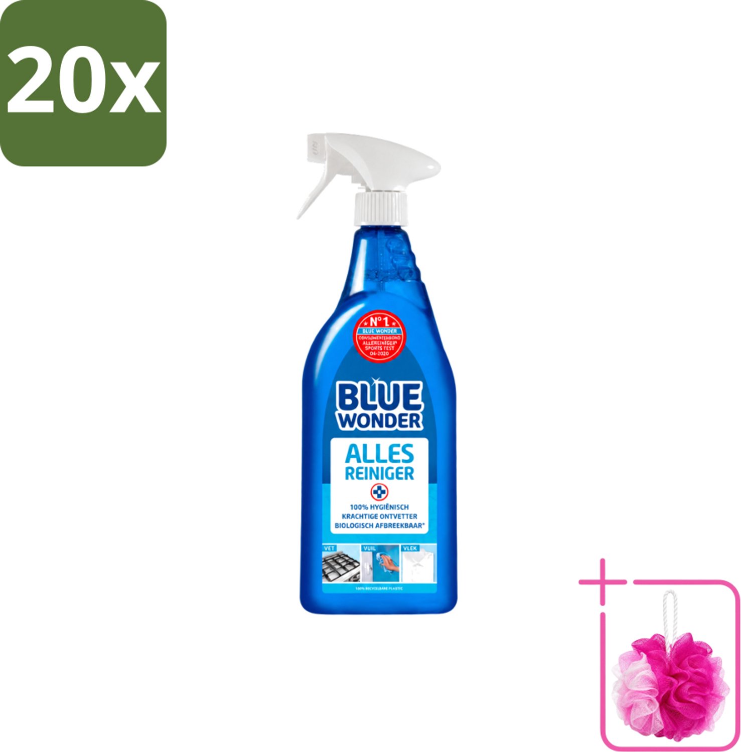 20 x Blue Wonder - Allesreiniger Spray - Krachtige Ontvetter - 750 ml - Bulkverpakking - Allesreiniger - Douchemop - Ontvetter