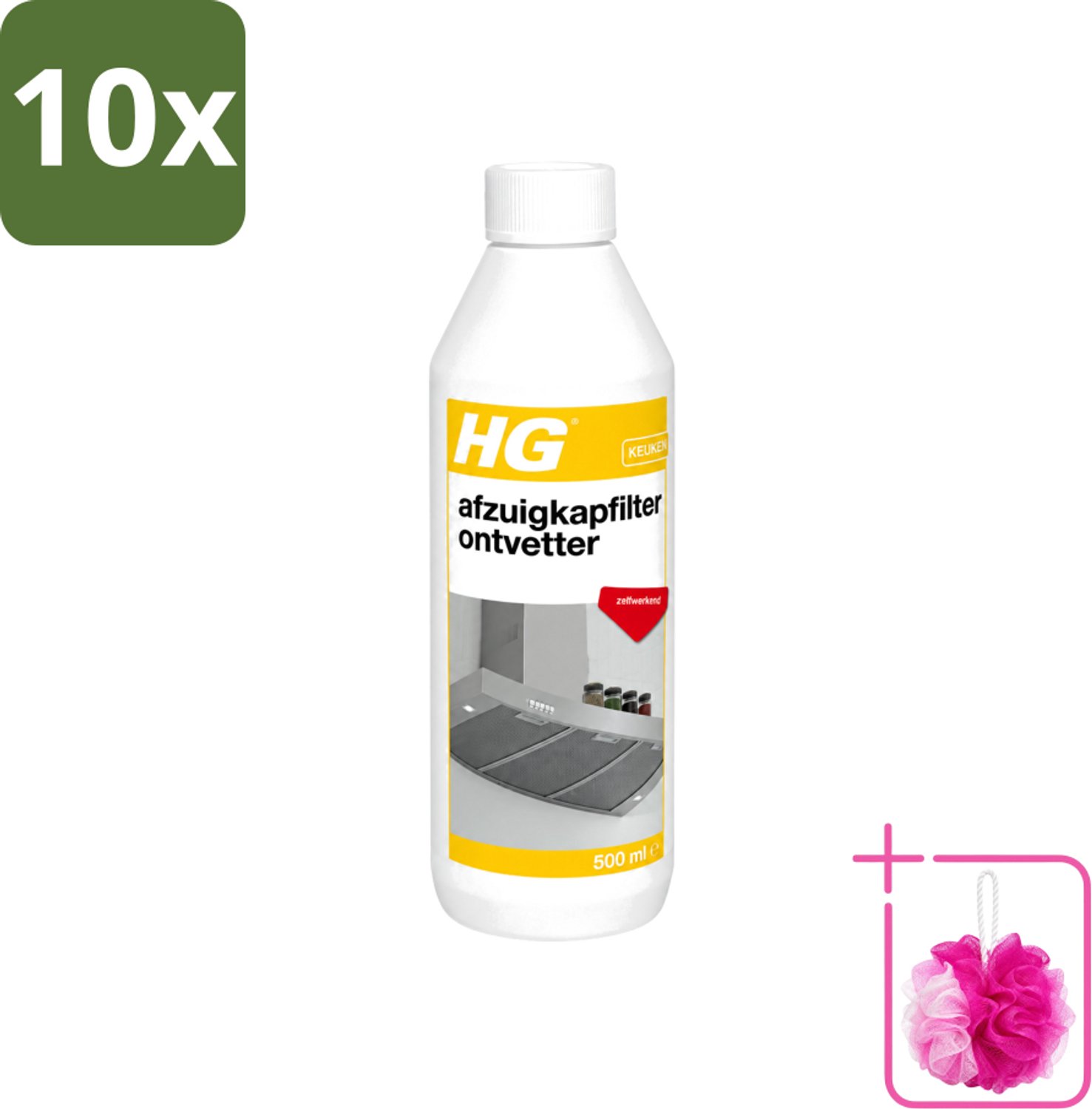 10 x HG - Afzuigkapfilter Ontvetter - Zelfwerkend - 500 ml - Bulkverpakking - Afzuigkapfilter - Douchemop - Ontvetter