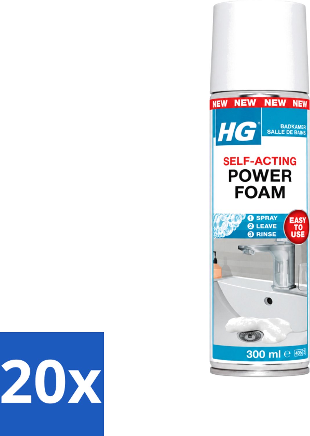 20 x HG - Badkamer - Badkamerreiniger - Power Foam Badkamer - Zelf-Activerend - 300 ml - Voordeelverpakking - 20 stuks