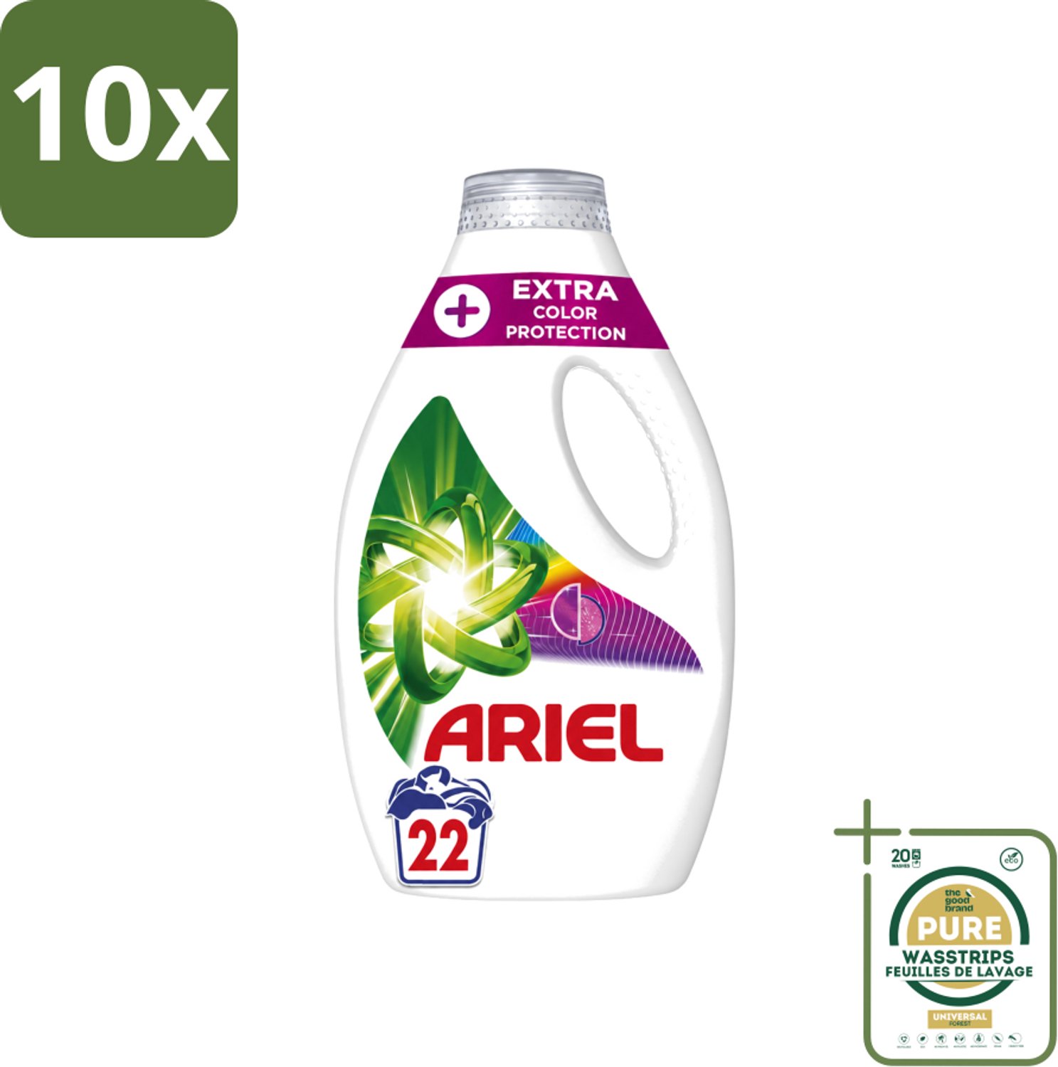10 x Ariel – Vloeibaar Wasmiddel – Extra Color Protection – 990 ml – 22 wasbeurten - Wasstrips - Kleurbehoud Wasmiddel - Vloeibaar Wasmiddel Kleur - Wasmiddel Voor Gekleurd Was - Kleurvervaging Voorkomen - Wasmiddel Voor Donkere Kleding