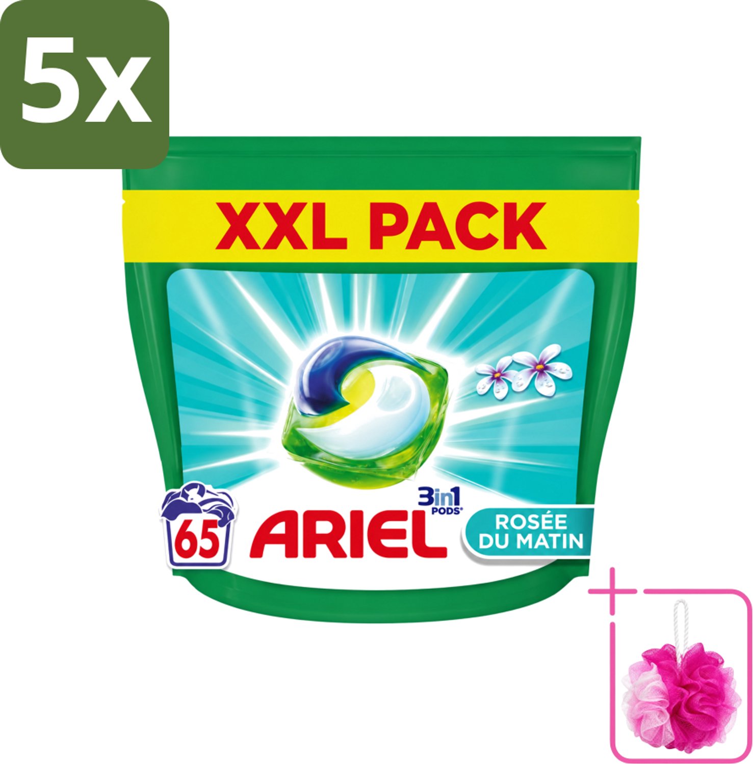 5 x Ariel – Pods 3in1 – Rosée du Matin – 1332 g – 65 wasbeurten - Bulkverpakking - Ariel 3in1 Pods Rosée du Matin - Douchemop - 3in1 waspods
