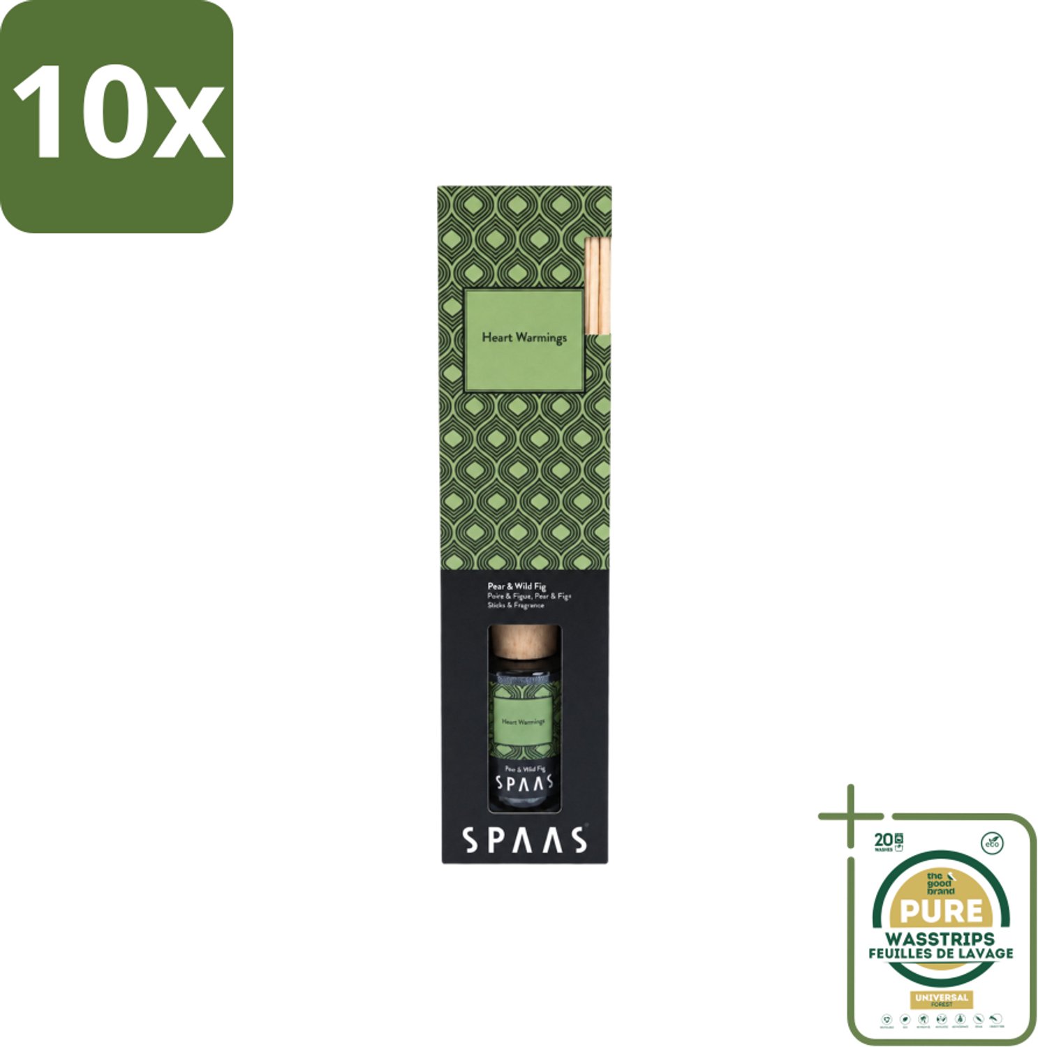 10 x Spaas - Geurstokjes - Peer & Vijg - Heart Warmings - 80ml - Wasstrips - Geurstokjes - Geur - Geurverspreider - Peer En Vijg - Hartverwarming