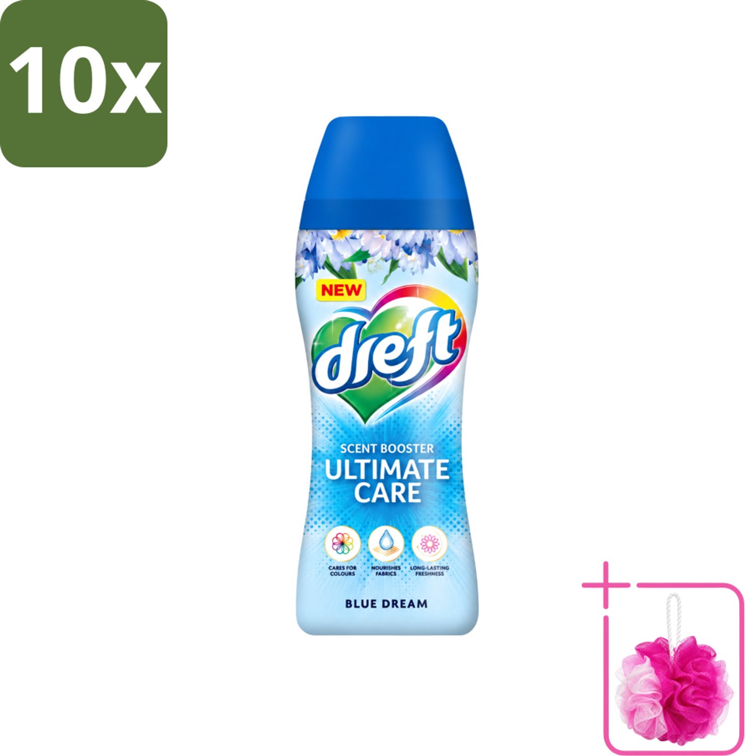 10 x Dreft - Ultimate Care - Wasverzachter - Geurbooster - Gekleurde Was - Blauwe Droom - 15 Wasbeurten - Bulkverpakking - Wasmiddel - Douchemop - Geurbooster