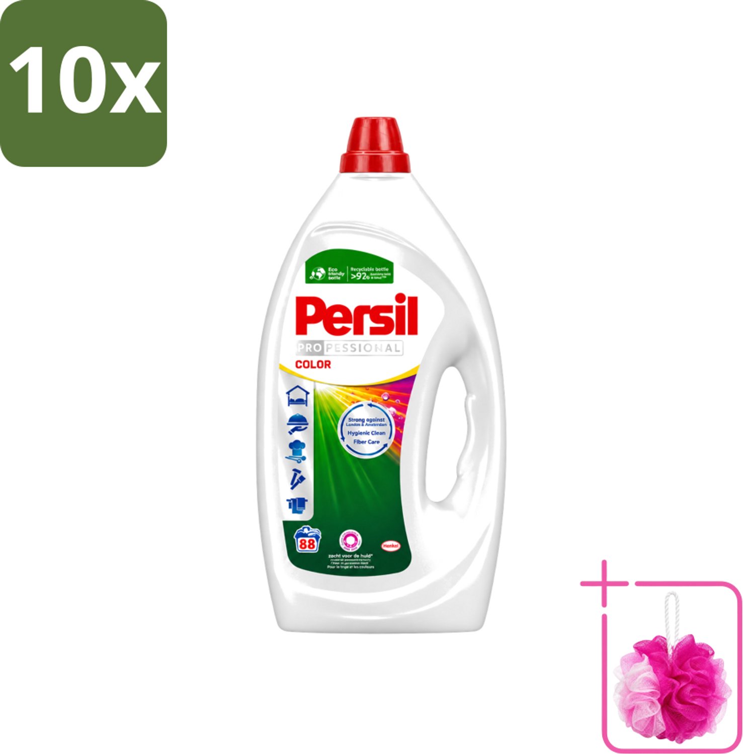 10 x Persil Professional Color - Vloeibaar Wasmiddel - Gekleurde Was - 88 Wasbeurten - Bulkverpakking - Gekleurde was - Douchemop - Vlekverwijdering