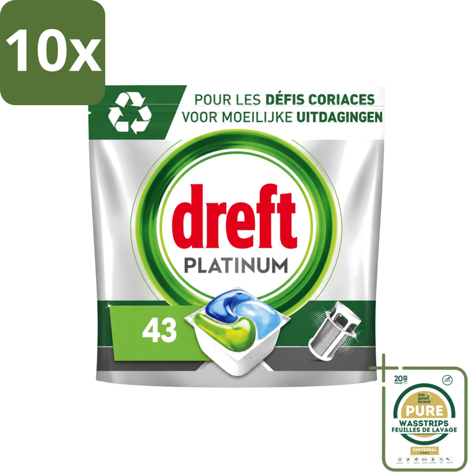 10 x Dreft Platinum - All In One - Vaatwascapsules - 43 Afwasbeurten - Wasstrips - Vaatwasmiddel - Vaatwascapsules - Vaatwasser Reinigen - Vaatwasmiddel Capsule - Vaatwasmiddel 43 Wasbeurten