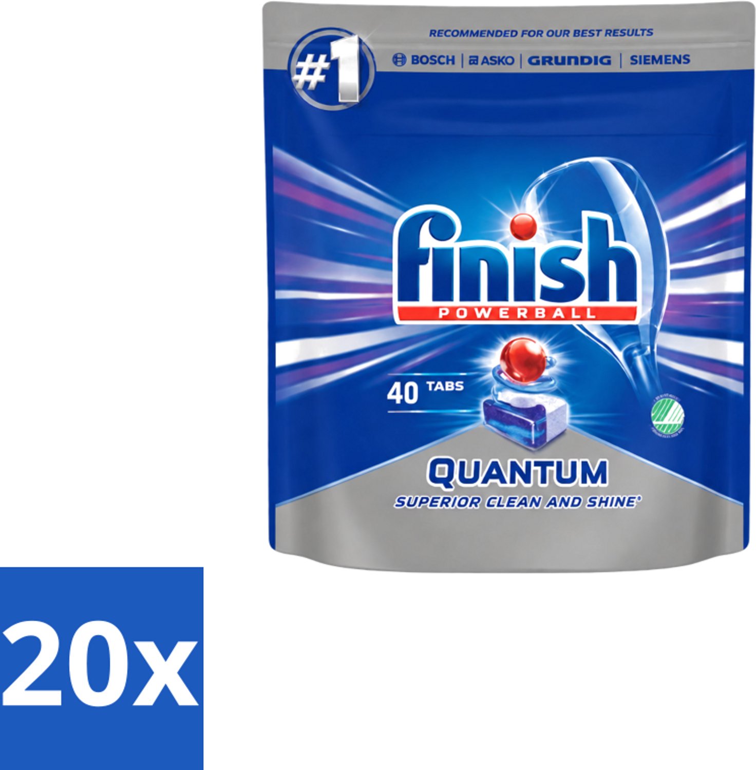 20 x Finish – Vaatwastabletten – Quantum Regular – 40 Capsules - Voordeelverpakking - 20 stuks