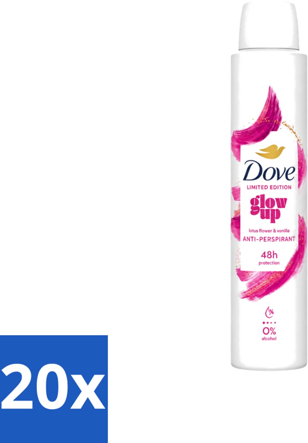 20 x Dove – Deodorant Spray – Glow Up – 200 ml - Voordeelverpakking - 20 stuks