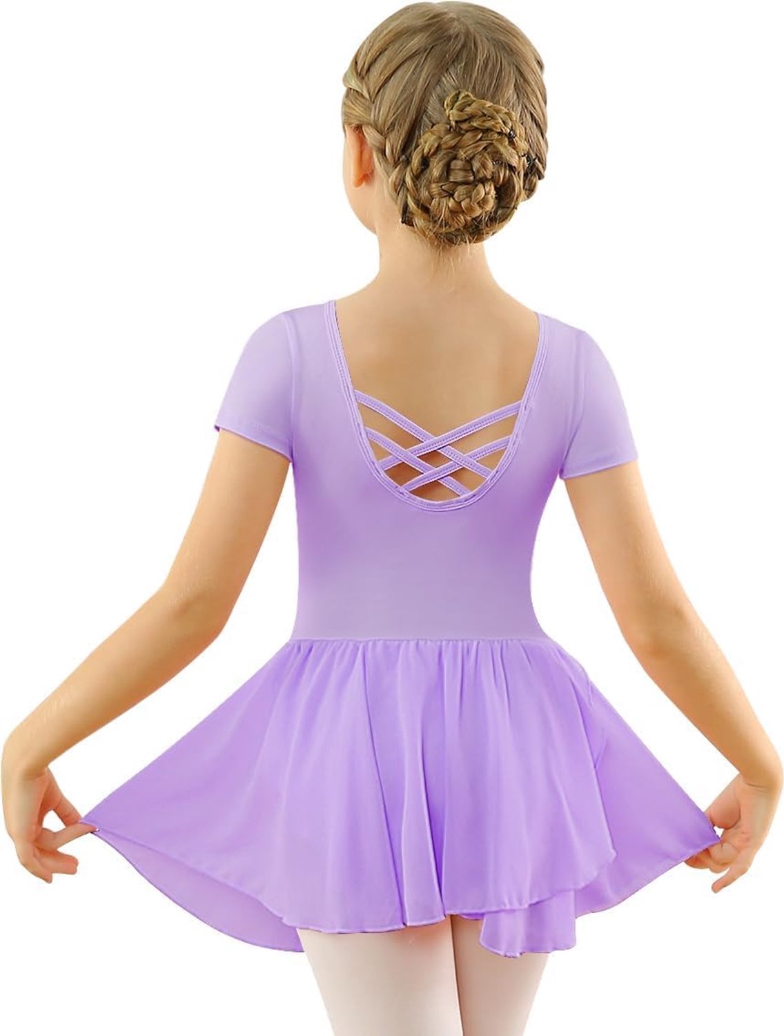 Balletjurk voor meisjes kort/lange mouwen gekruiste balletoutfit gymnastiek kinderen turnpakje met rok kostuum danskleding 2-12 jaar, 2-4 Jaren