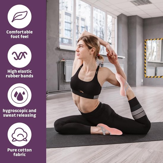 4 Paar Antislip Sokken Dames - Yoga, Pilates, Dans - Kruisband — afbeelding 2