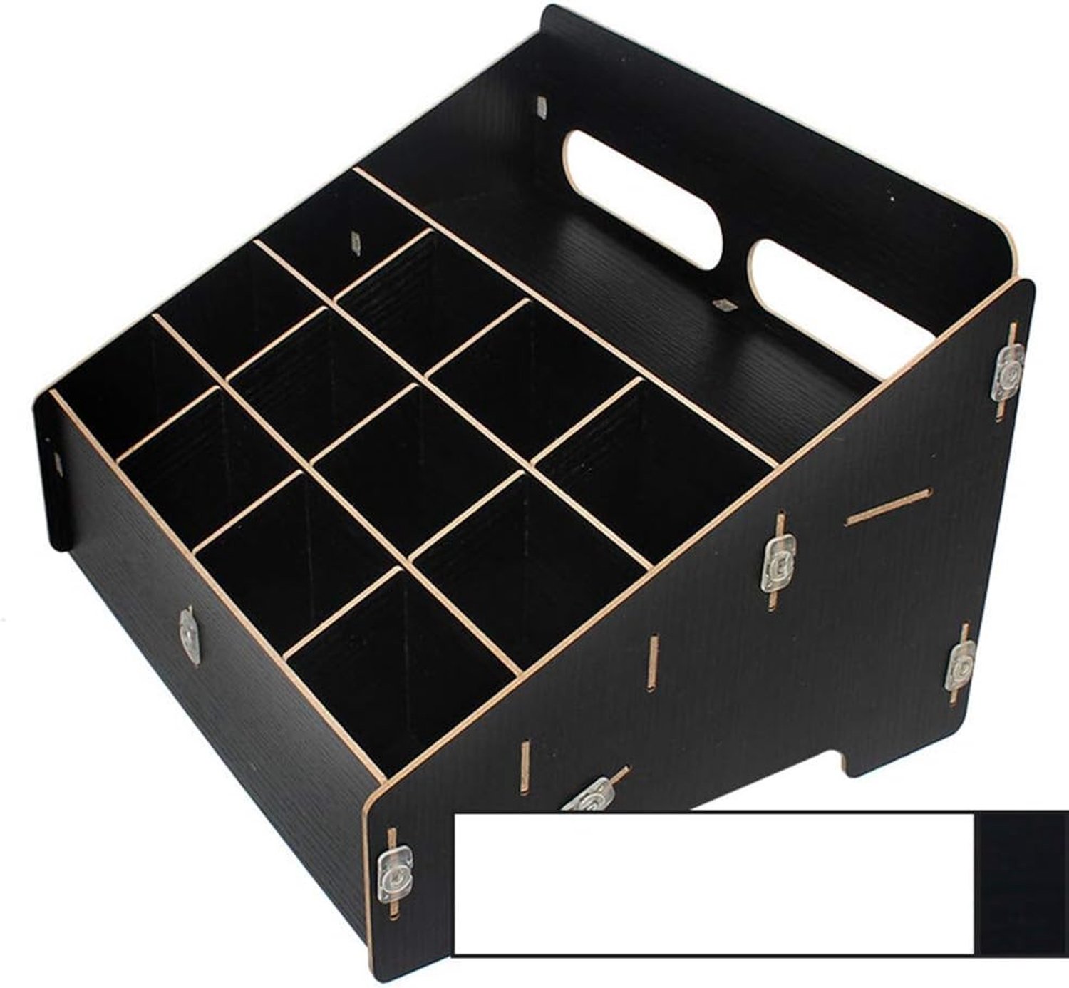 Talkie Organizer Hout DIY Desktop Multi-girds Mobiele Telefoon Storage Box Security Office Opslag Rack Onderdelen Opslag Management Zwart