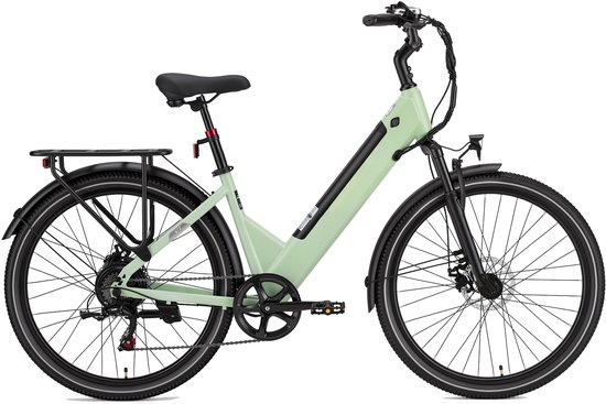 26-inch Elektrische Fiets - 250W Motor - Actieradius 75-100km -36V 14.5Ah Accu - Stadsfiets voor Dames en Heren Groen — afbeelding 5