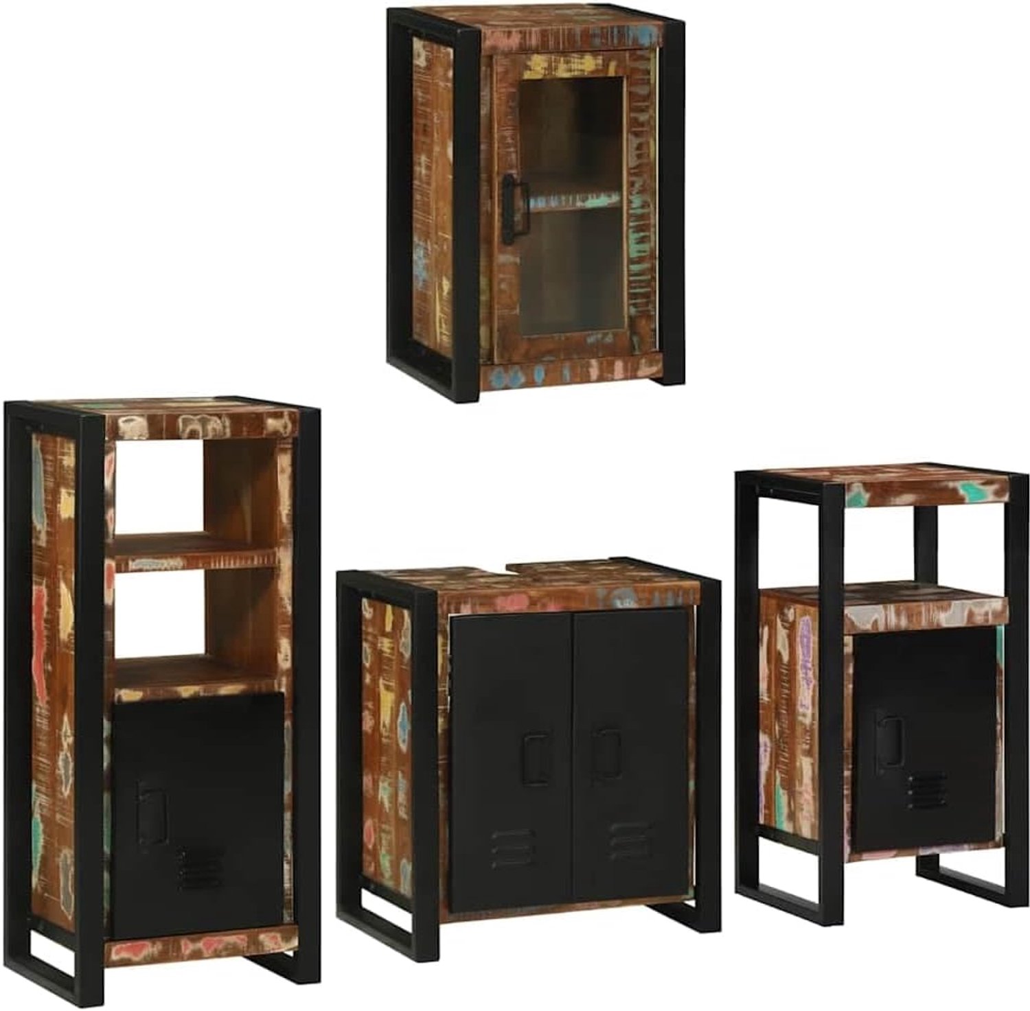 Badkamermeubelset 4 stuks. Multicolor 55x35x60 cm metalen onderkast