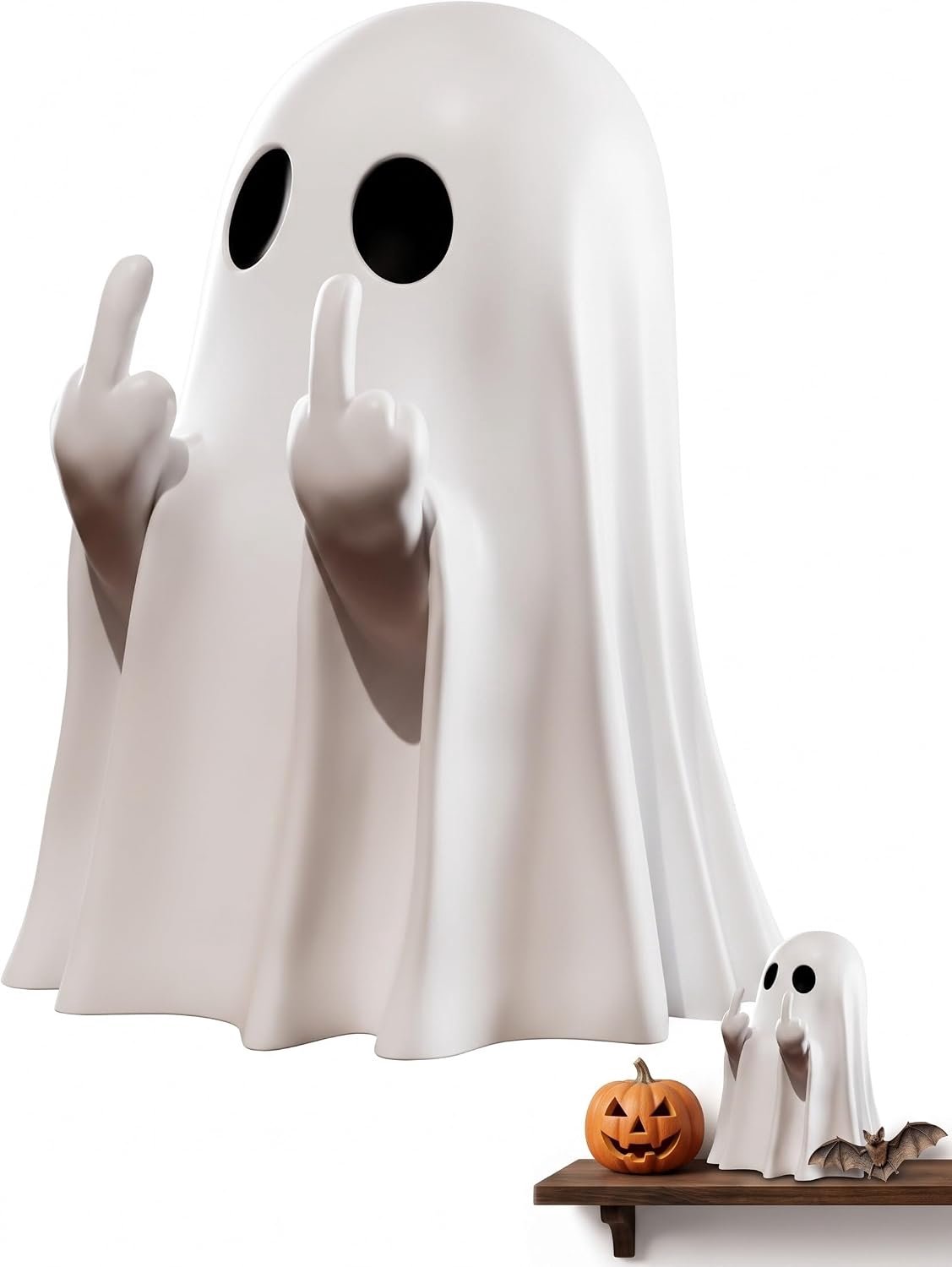 2 stuks, wit spookbeeld, humoristische decoratie voor binnen en buiten, weerbestendige mini-sculptuur voor huis en tuin
