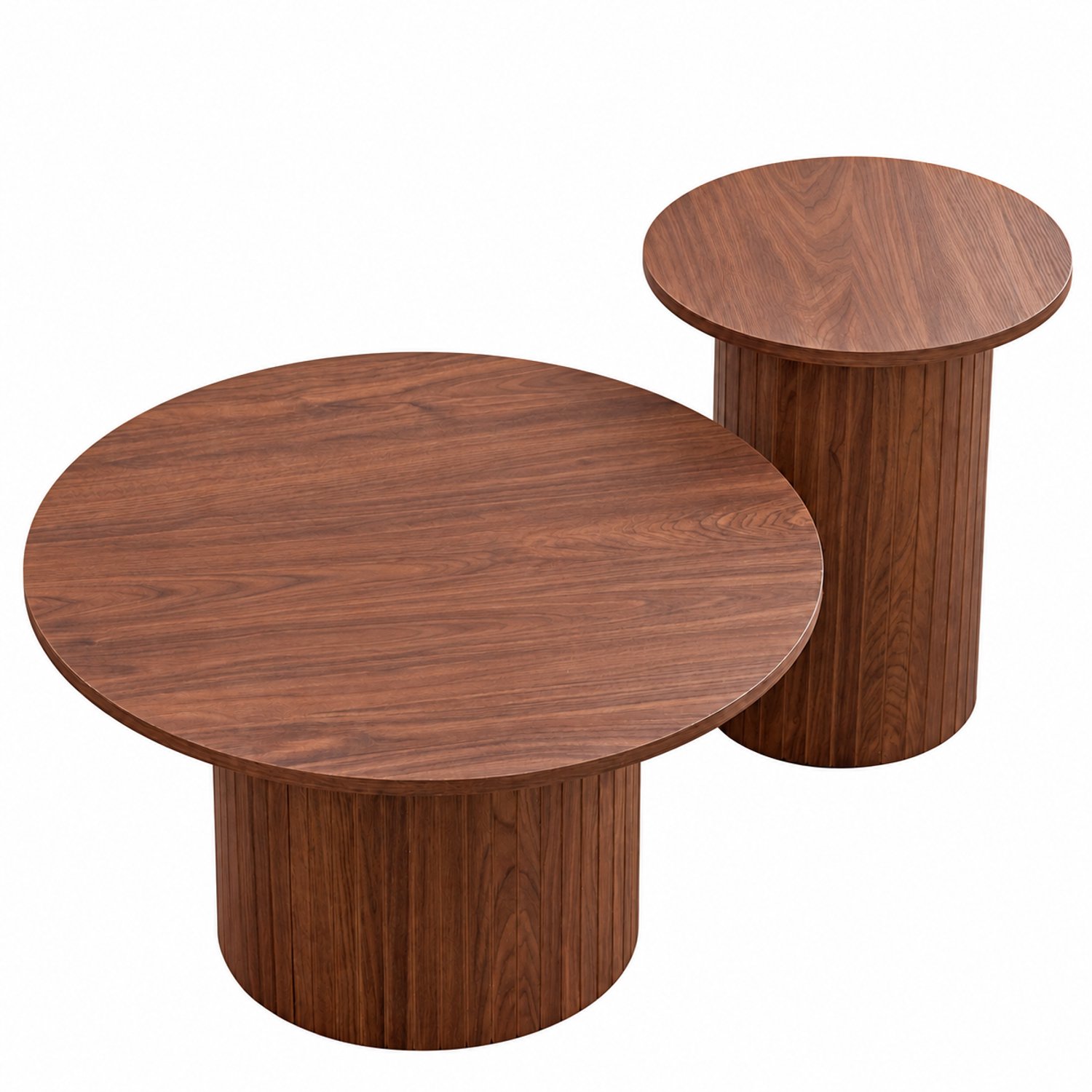 Veya Salontafel Rond - Set van 2 - Salontafels - Tafels - Scandinavisch design - MDF - Dark Wood - 70 × 40 cm - 40 × 50 cm