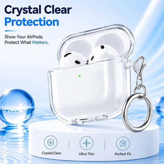 Voor AirPods 4e generatie Case Cover 2024, militair schokbestendig, zacht TPU zeer transparant anti-vergelend voor AirPods 4 Case met reinigingsset en schattige ronde gesp, helder wit — afbeelding 2
