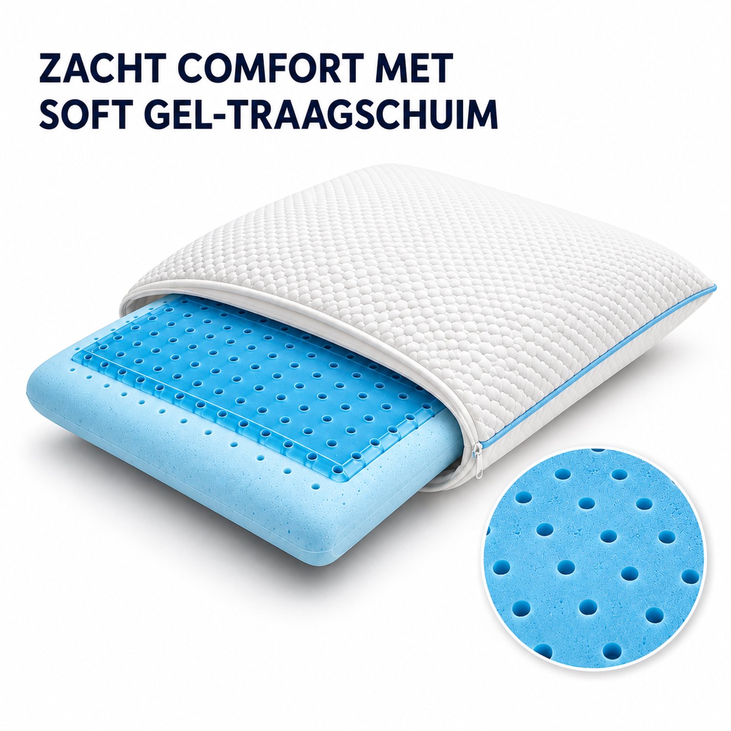 Dormidor DeepRelief Hoofdkussen – Drukverlichtend Traagschuim – Massage-effect – Thermoregulerend (60 x 40cm) Lichtblauw