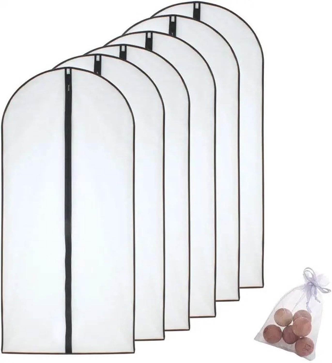 Kledinghoezen 6pcs Transparant Stofdichte Tassen Beschermen Jurken Jassen Shirts Rokken En Meer (60x100cm + Cederballen)