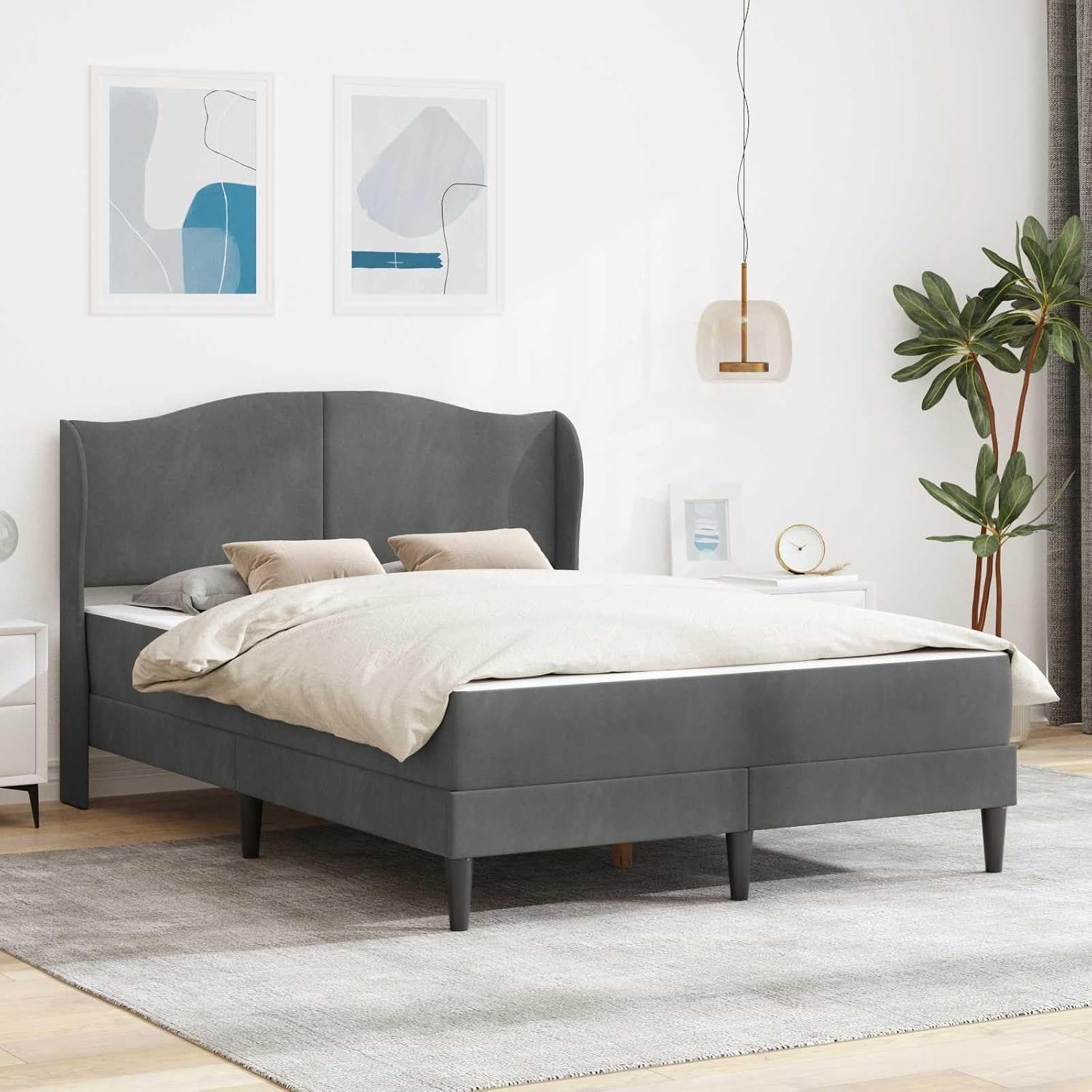 Multiplex bedframe met lattenbodem modern donkergrijs 160x200 cm
