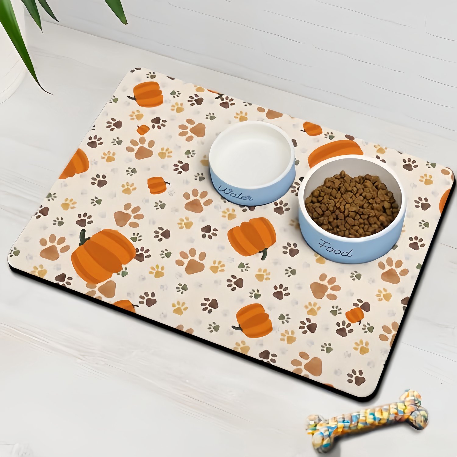 Huisdiermat – Voermat voor honden – Absorberende mat – Mat voor voer- en drinkbakken – Sneldrogend (houdt de voerplek droog en schoon) – Antislip – Eenvoudig dagelijks te reinigen (veeg het oppervlak simpelweg af met een vochtige doek)-50 x 80 cm