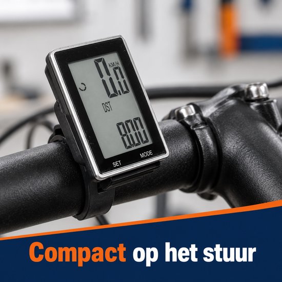 Dutch Standard draadloze fietscomputer - 16 functies - Snelheidsmeter en kilometerteller - Met achtergrondverlichting - Zwart/zilver — afbeelding 2