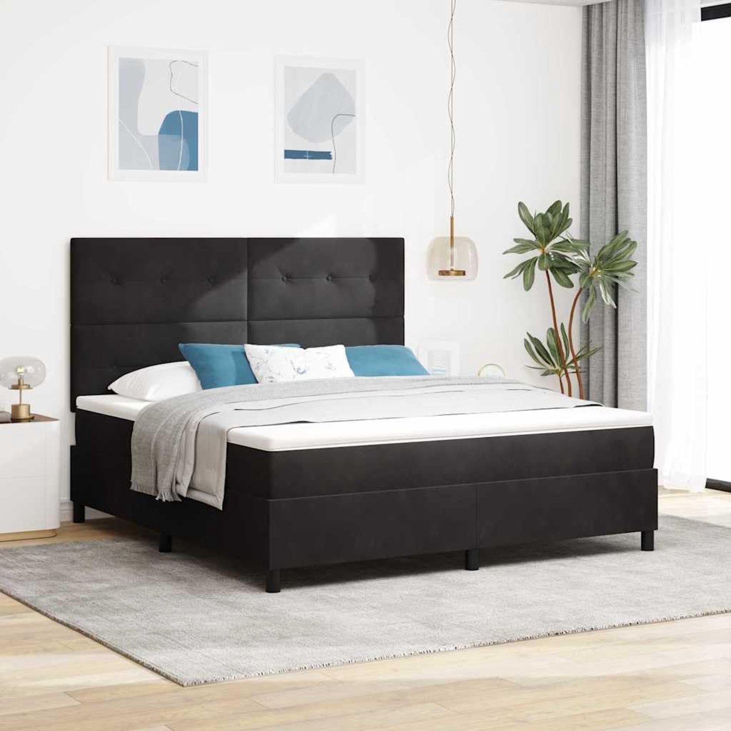 Verstelbaar hoofdbord Modern Met Poten Zwart 180x200 cm