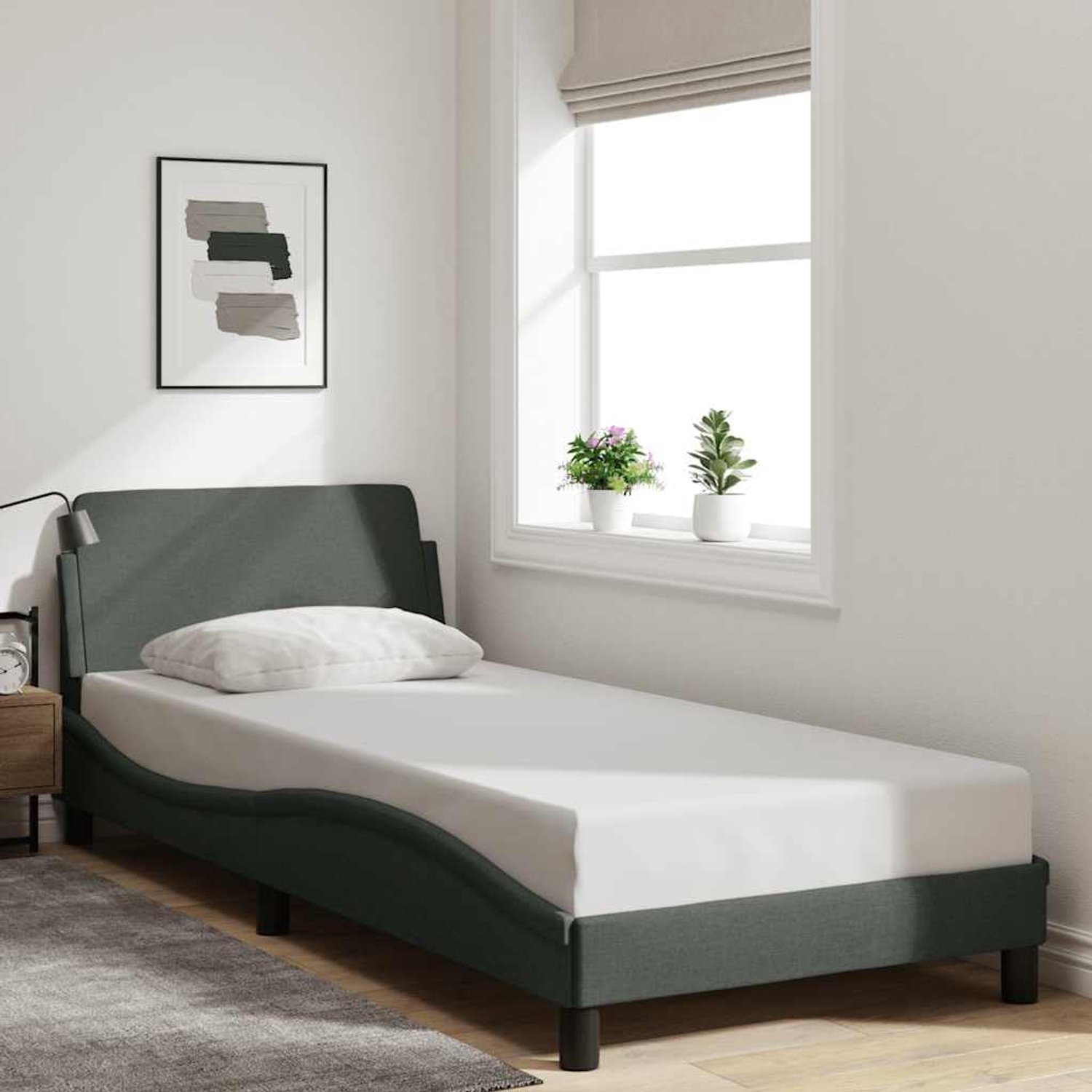 Bedframe met hoofdeinde donkergrijs 80x200 cm