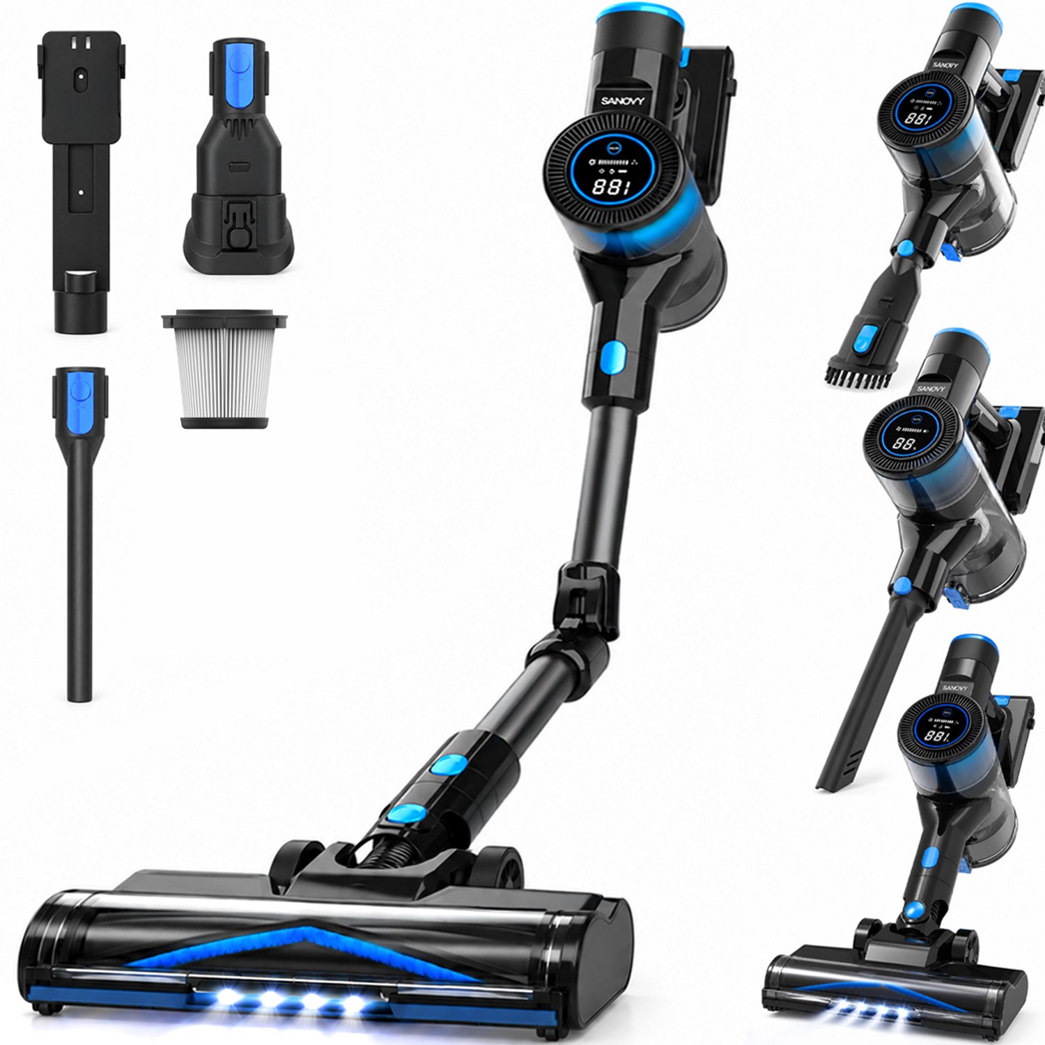 Sanovy Turbo Flex X28 Steelstofzuiger Draadloos - Zonder Zak - Sanovy - €129,95